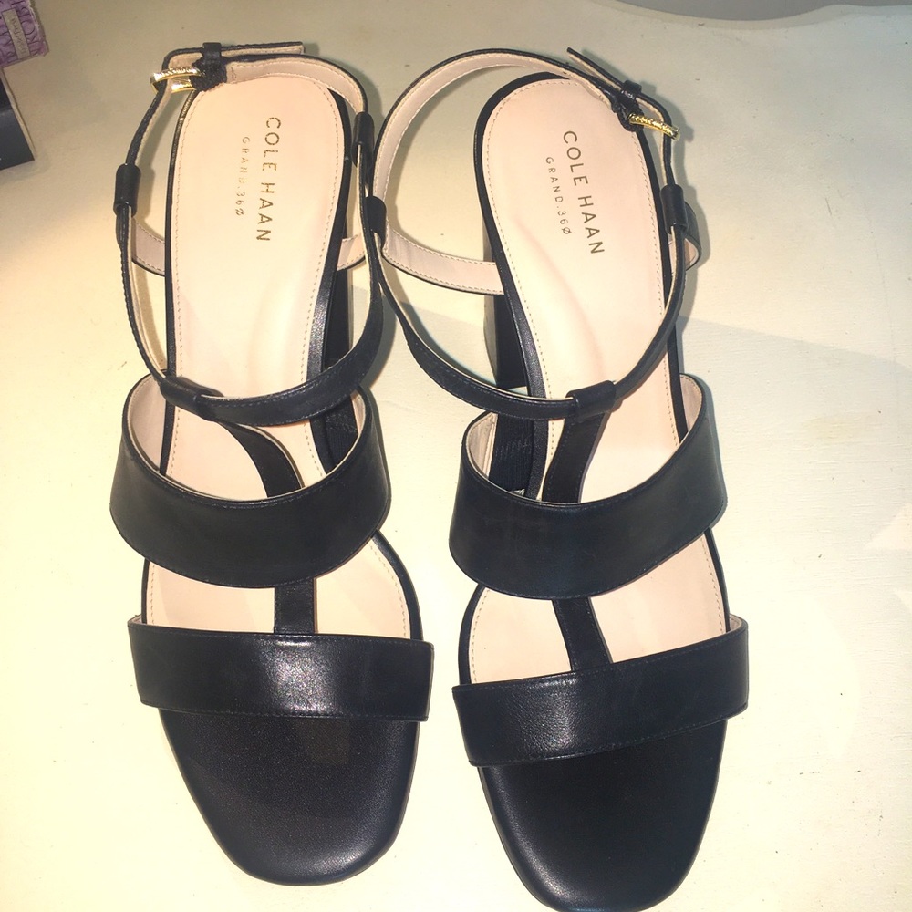 Cole Haan cherie grand black leather sandal